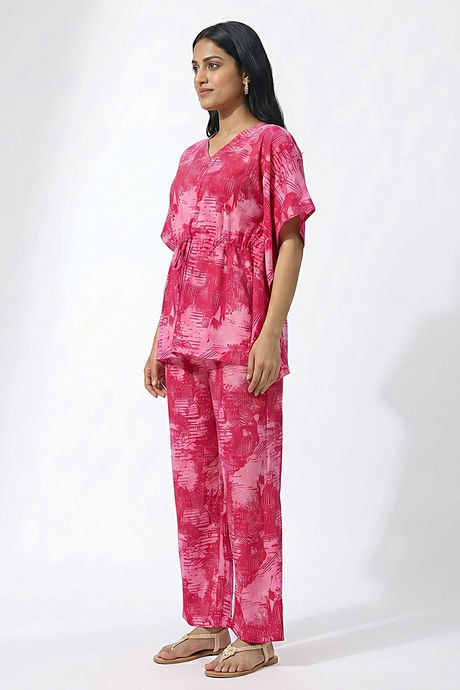 Zivame Woven Kaftan Loungewear Set - Cashmere Rose — image 4